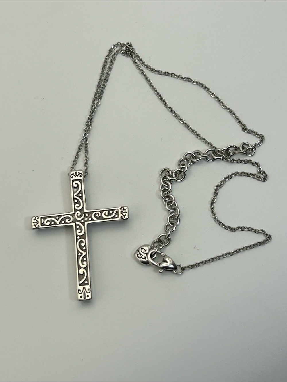 Brighton Spectrum Cross Pendant Necklace Black & Clear Crystals Silver Plated - Picture 5 of 9